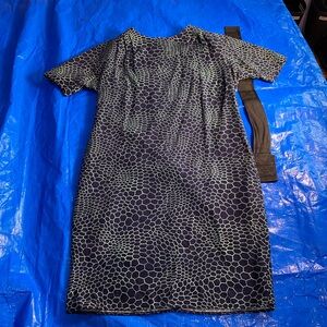 Club Monaco Women's Dress Size 00 Nazy Blue Green Scale Short Sleeve